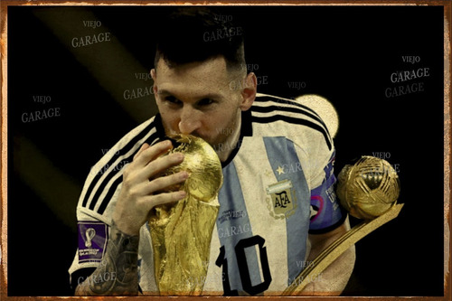 Cartel Chapa Vintage Retro Argentina Campeón Messi - 20x30cm