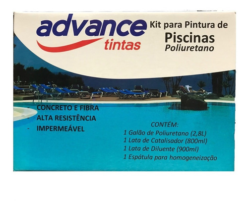 Tinta Para Piscina Pu Kit 3,6 Litros - Cor: Azul Piscina