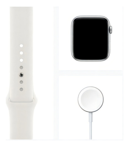 Apple Watch SE (GPS + Cellular, 1.732") - Caja de aluminio color plata - Correa deportiva Blanca - Aceptable (Reacondicionado)