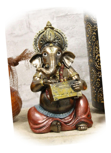 Celebracion Vida Ganesha Jugando Armonio Hindu Elefante Dio