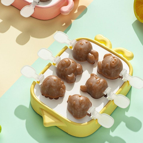 Imagen 8 de 10 de Molde De Helados De Silicona Frutas O Animalitos - 6 Paletas