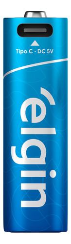 2 Pilhas Recarregável Aa Tipo C Com Cabo 2000mah Elgin
