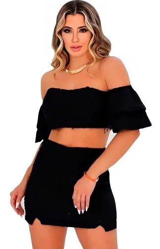 Conjunto cropped e saia curta best sale mercado livre