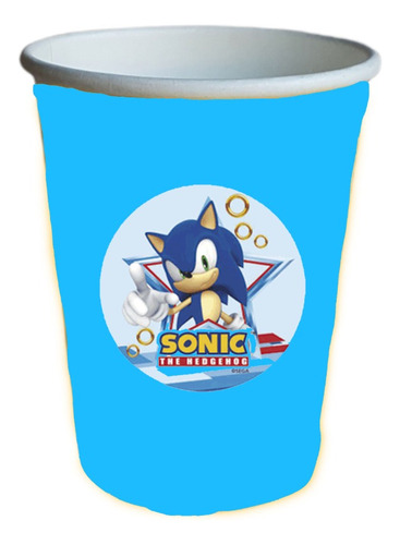 Pack 10 Vasos Descartables Cotillón Sonic Sega