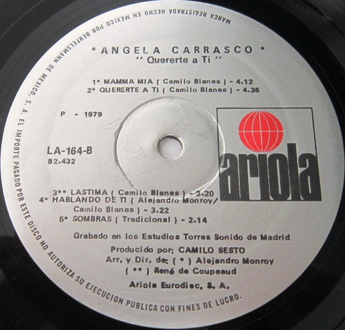 Angela Carrasco - Quererte A Ti Lp (Usado)