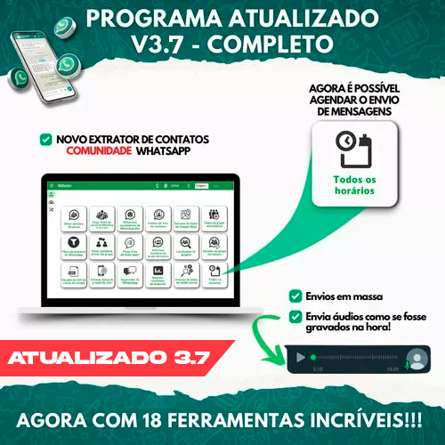Wasender 3.7.0 + Revenda + Aulas + Bônus + Código Fonte