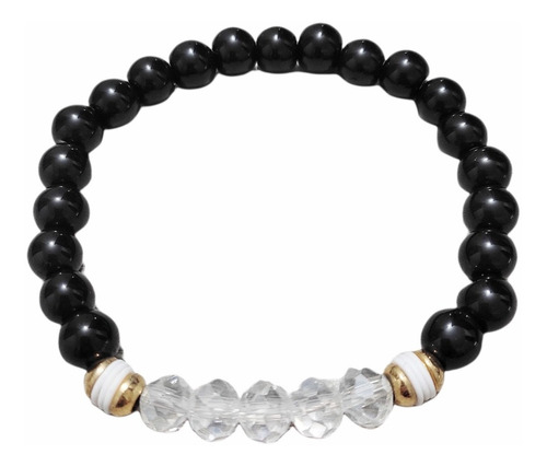 Pulsera Manilla Negra Con Cristales Unisex