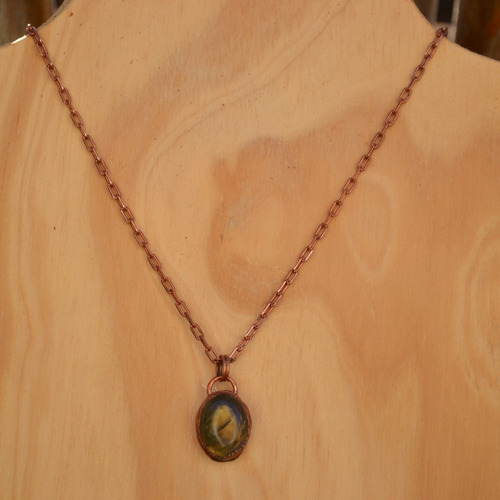 Imagen 4 de 6 de Collar De Labradorita Con Cadena De Cobre, Joyeria De Autor