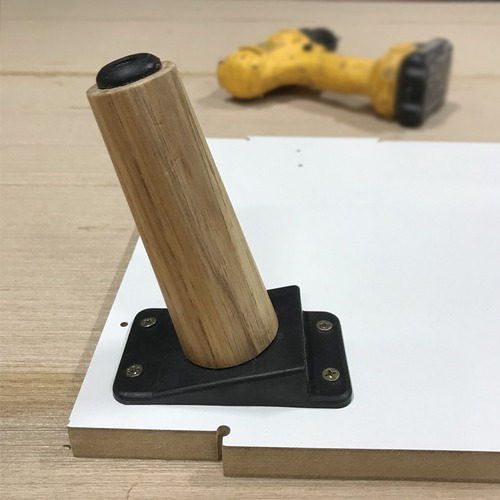Kit 8 Pés Palito 35cm Castanho + 8 Bases Fixação P/ Móveis