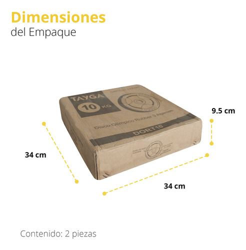Par Disco Olímpico Recubierto Caucho 22lb C/u Tayga Color Negro
