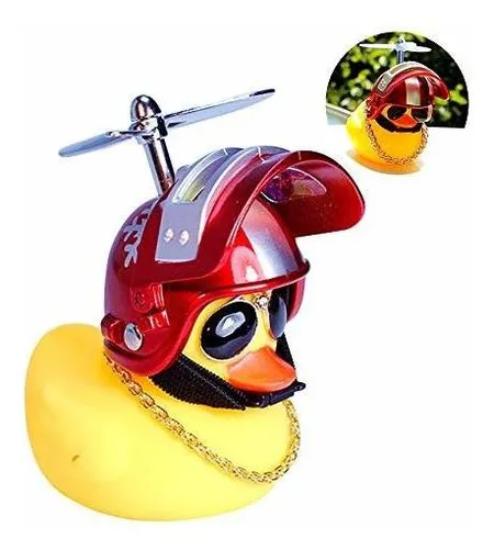 Adorno Coche Juguete Pato Decoraci/ón Salpicadero Coche Pato Goma Amarillo con Casco De H/élice Adornos Pato Amarillo Peque/ño Juguete para Adultos Ni/ños