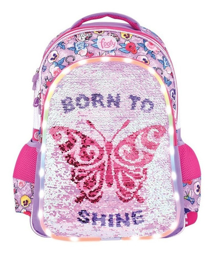 Mochila Footy Mariposa Led Lentejuelas 18p Ct Mmk F873