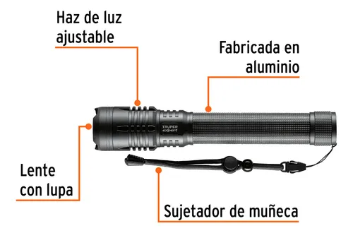 Linterna Aluminio Recargable 2000 Lumenes Truper 16779