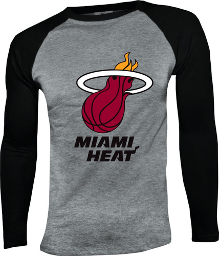 Camiseta Miami Heat Manga Larga Camibuso Raglan