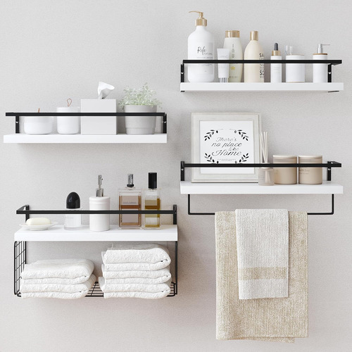 Estantes Madera Pared Blanco 31 Niveles Baño Inodoro Almacen