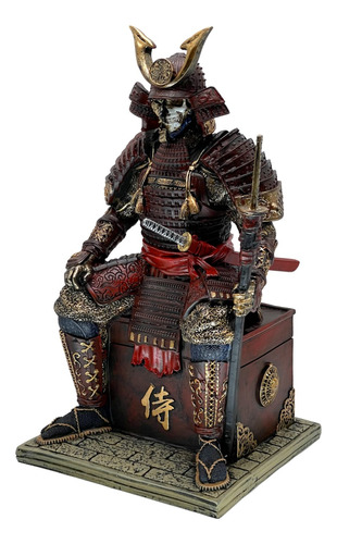 Estatua Guerrero Samurai Medieval Muerto Sentado En Resina