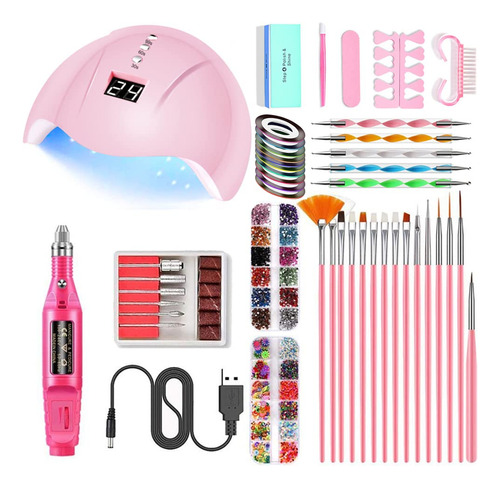 Kit De Herramientas De Manicura Led Con Lampara Uv Portatil,