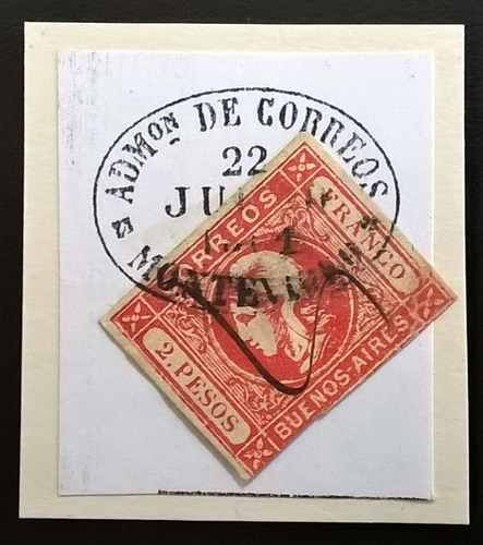 Argentina, Sello Gj 18 Cabecita 2p Rojo 59 Montevideo L14118