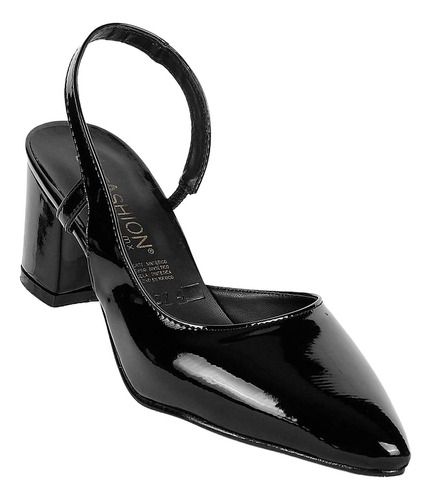 Zapatilla Tacón Mujer Negro Tipo Charol Stfashion 00303900