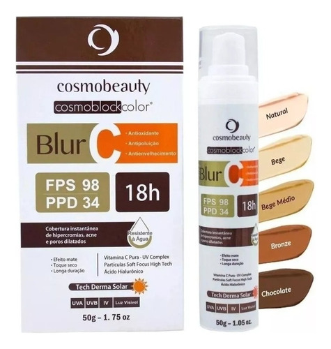 Blur C Bege Médio Com Vitamina C Fps98 Cosmobeauty 50g Momento de aplicação Dia Tipo de pele Normal