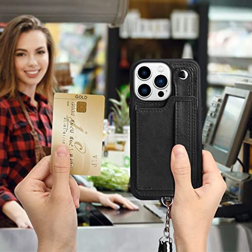 Funda Cartera Para iPhone 14 Pro Negro Pu Leather-025