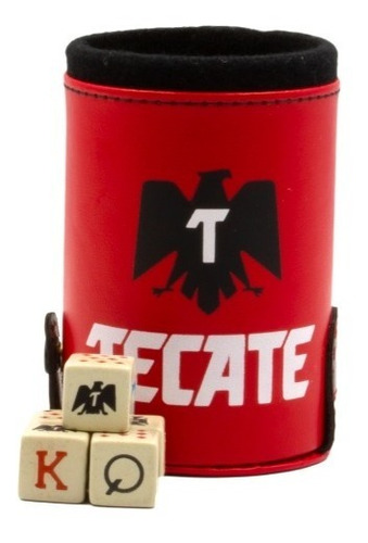 Imagen 1 de 6 de Cubilete Cerveza Tecate Con Portadados, 5 Dados Grabados