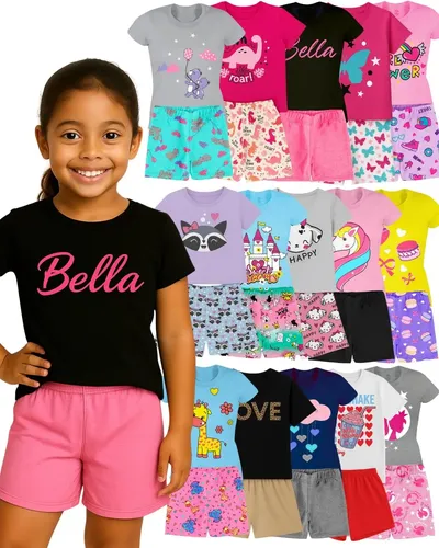 Ekids Kit 6 Peças Menina Roupa Infantil Shorts Verão
