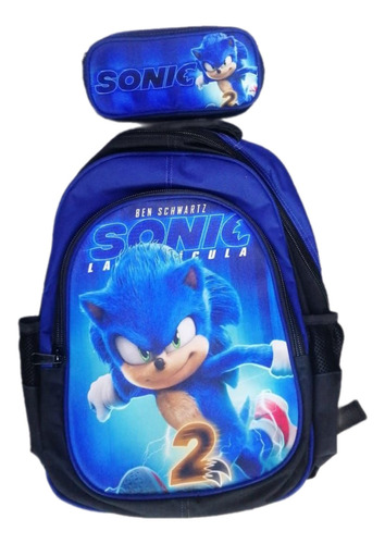 Morral Maleta Bolso Escolar Sonic Grande + Cartuchera