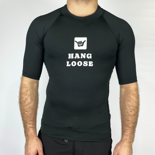 Camiseta Hang Loose Lycra Surf Boarder Preto