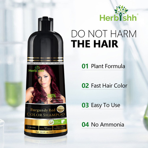 Shampoo Con Tinte Natural Herbishh - Color Borgoña