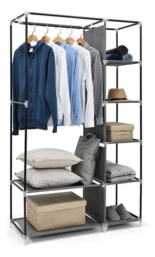 Armario De Tela Desarmable Closet Plegable Doble 105 X 175cm Color Gris