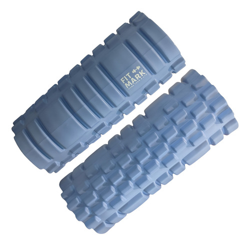 Rodillo Rolo Pilates Yoga 33 cm textura EVA masaje fitness azul acero