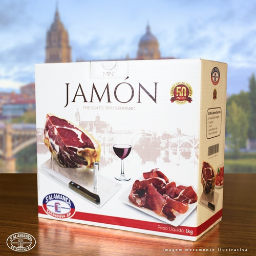 Kit Presente - Mini Jamón ( Presunto Crú ) + Suporte + Faca