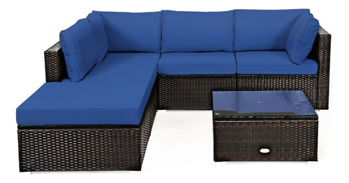 Set Exterior Mimbre 6 Pzs Navy Gpl