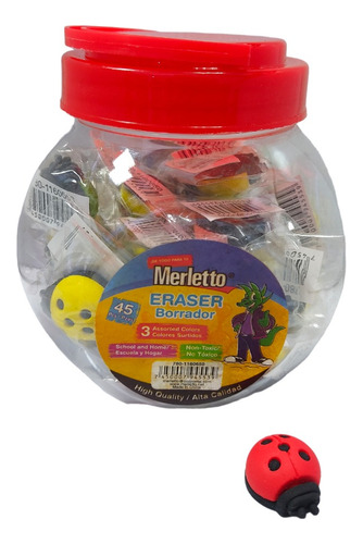 Bowl Plastico Con 45 Borradores En Forma De Insecto Merletto