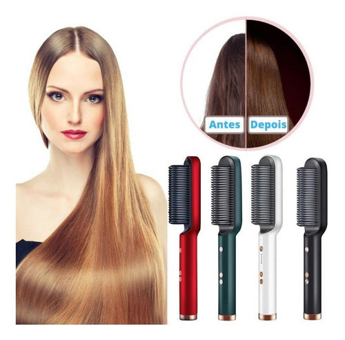 Escova Alisadora Cabelo Sleek Anion Hair 3 Em 1 Alisa Seca E Cor Verde