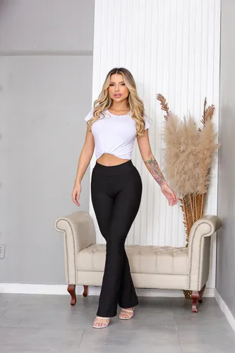 Cal a Bandagem Feminina Grossa Cintura Alta Flare Inverno