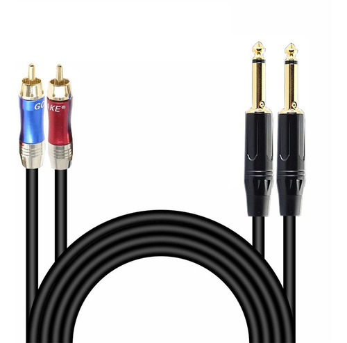 Imagen 6 de 6 de Cable De 1,8 M 1/4 Trs Jack A Dual Rca Chapado En Oro 6,35