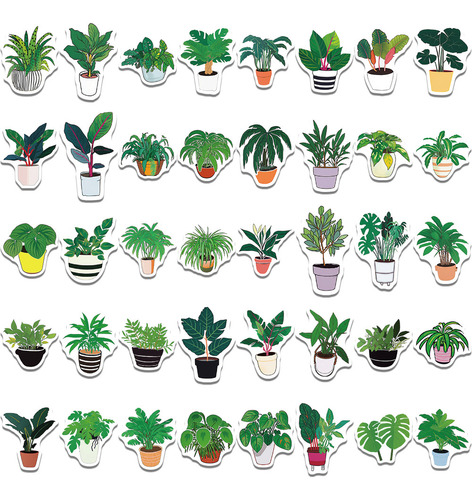Adesivos De Grafite De Vasos De Plantas Verdes Para Crianças