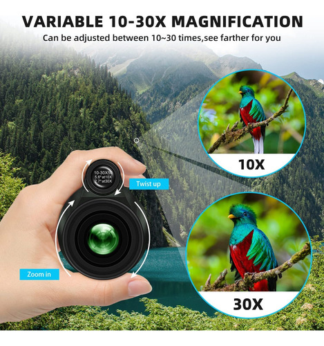 Telescopio Monocular De 10-30x50, Monocular De Alta Potencia