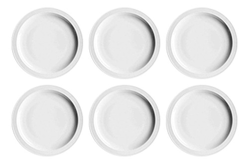 Plato X6 Entrada Porcelana 21cm Ala Angosta Blanco