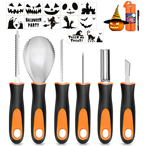 Kit De Tallado De Calabaza De Halloween, 6 Cuchillos De Tall