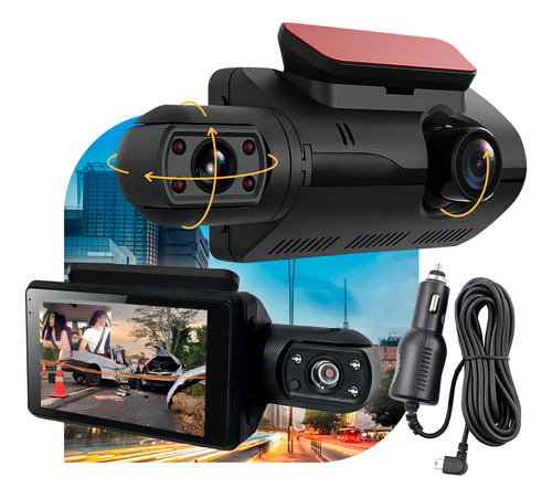 Camera Veicular Dashcam Grava Dentro E Fora Do Carro Display