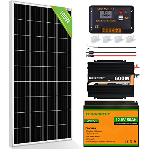 Kit De Panel Solar Eco-worthy Con Batería E Inversor: Panel 