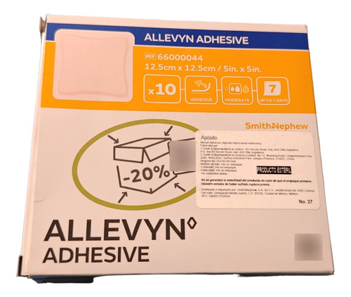 Apósito Allevyn Adhesive 12.5cm X 12.5cm (caja Con 10 Pz) 
