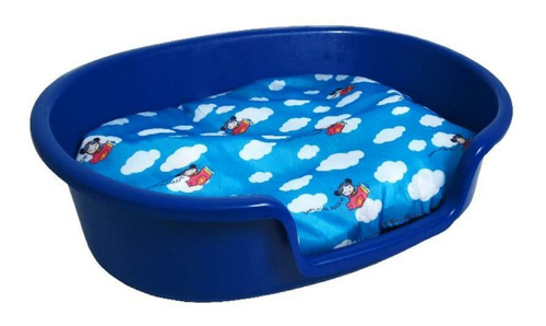 Cama Plastica Com Almofada Para Cães Tamanho M Azul