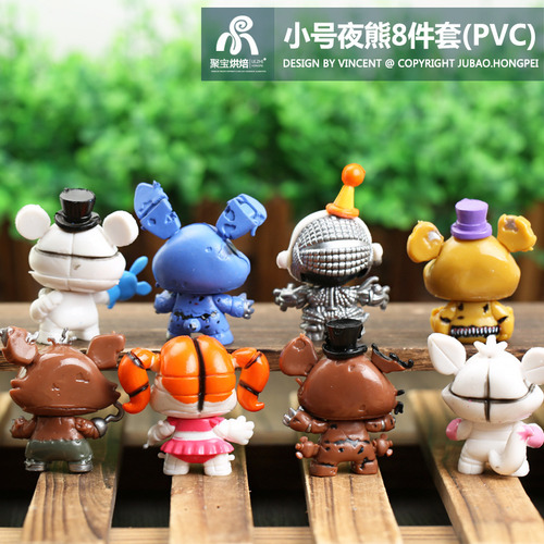 8 Animes Blind Box Night Bear Fnaf Boneca Modelagem Adornos
