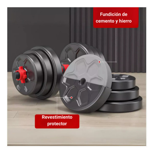 Set Mancuernas Barra Ajustables 20 Kg 3 En 1 Chilestar Negro