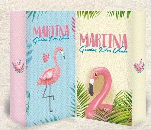 5 Bolsitas Tipo Cajita Personalizadas Flamencos Flamingos