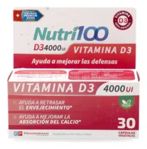 Comprar Nutri100 Vitamina D3 4000 Ui X 30 Cáps Sistema Inmune.